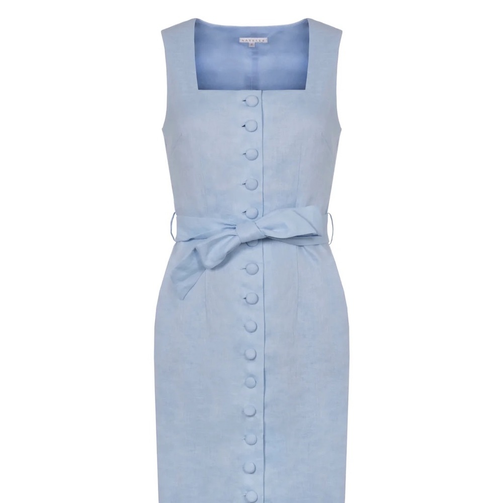 Aavelle Linen Dress in Powder Blue